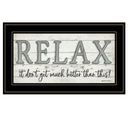 Relax 4 Black Framed Print Bathroom Wall Art