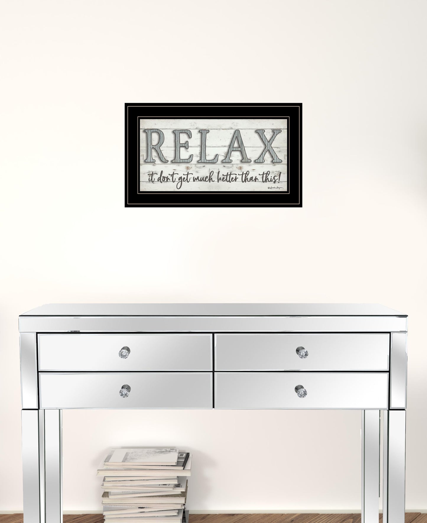 Relax 4 Black Framed Print Bathroom Wall Art