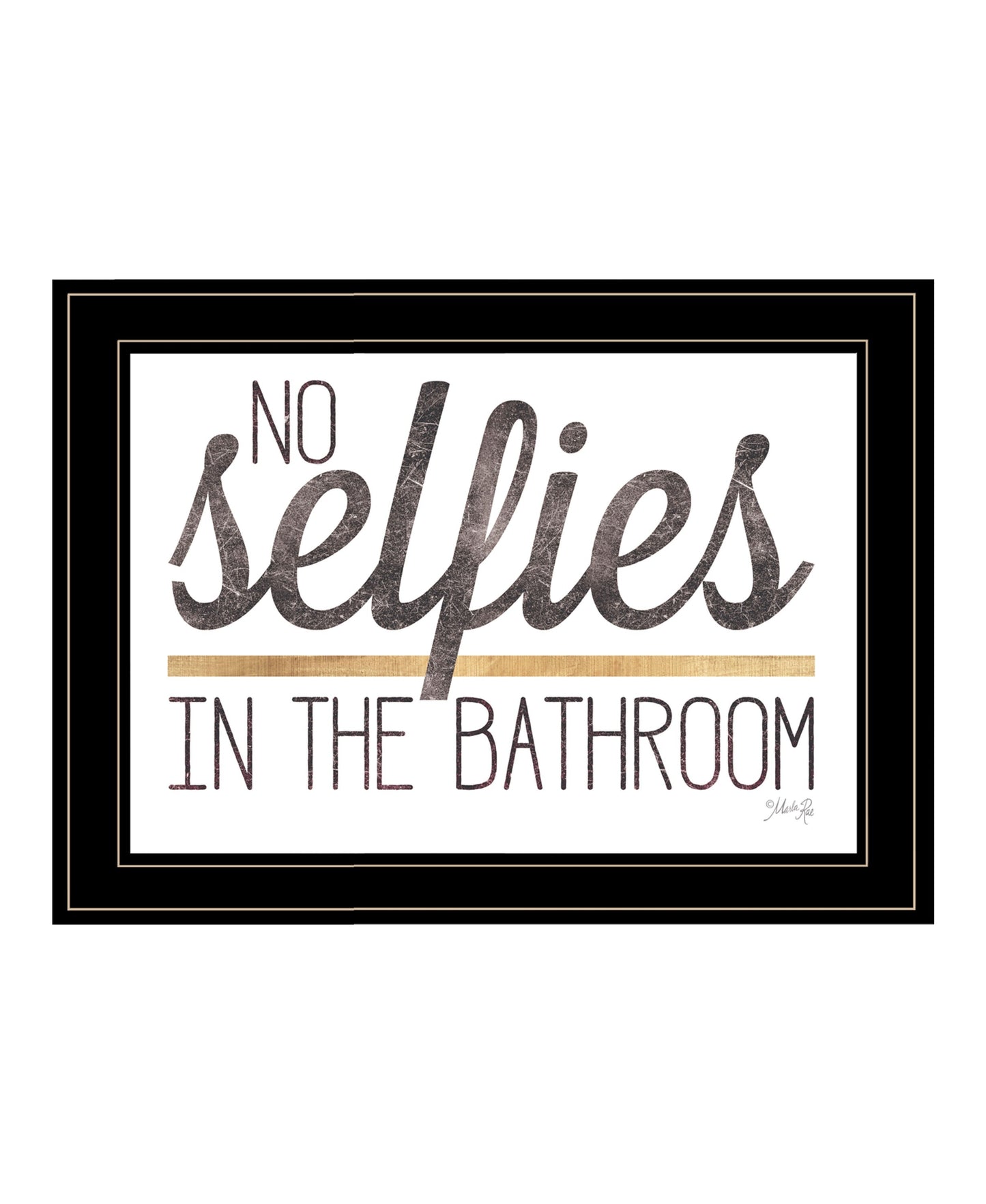 No Selfies in the Bathroom 6 Black Framed Print Bathroom Wall Art