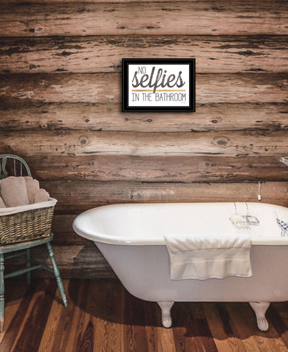 No Selfies in the Bathroom 6 Black Framed Print Bathroom Wall Art