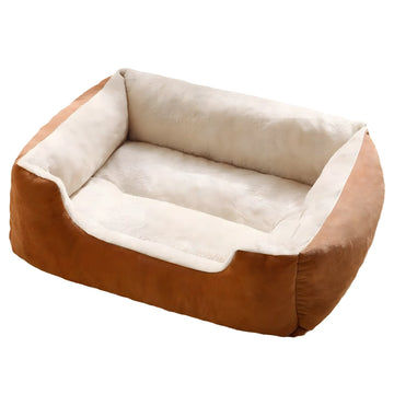 Fabric Cat Bed with Warm Plush Cushion in Multiple Sizes