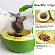 Automatic Avocado Wooden Slow Feed Cat Bowl with Water Feeder