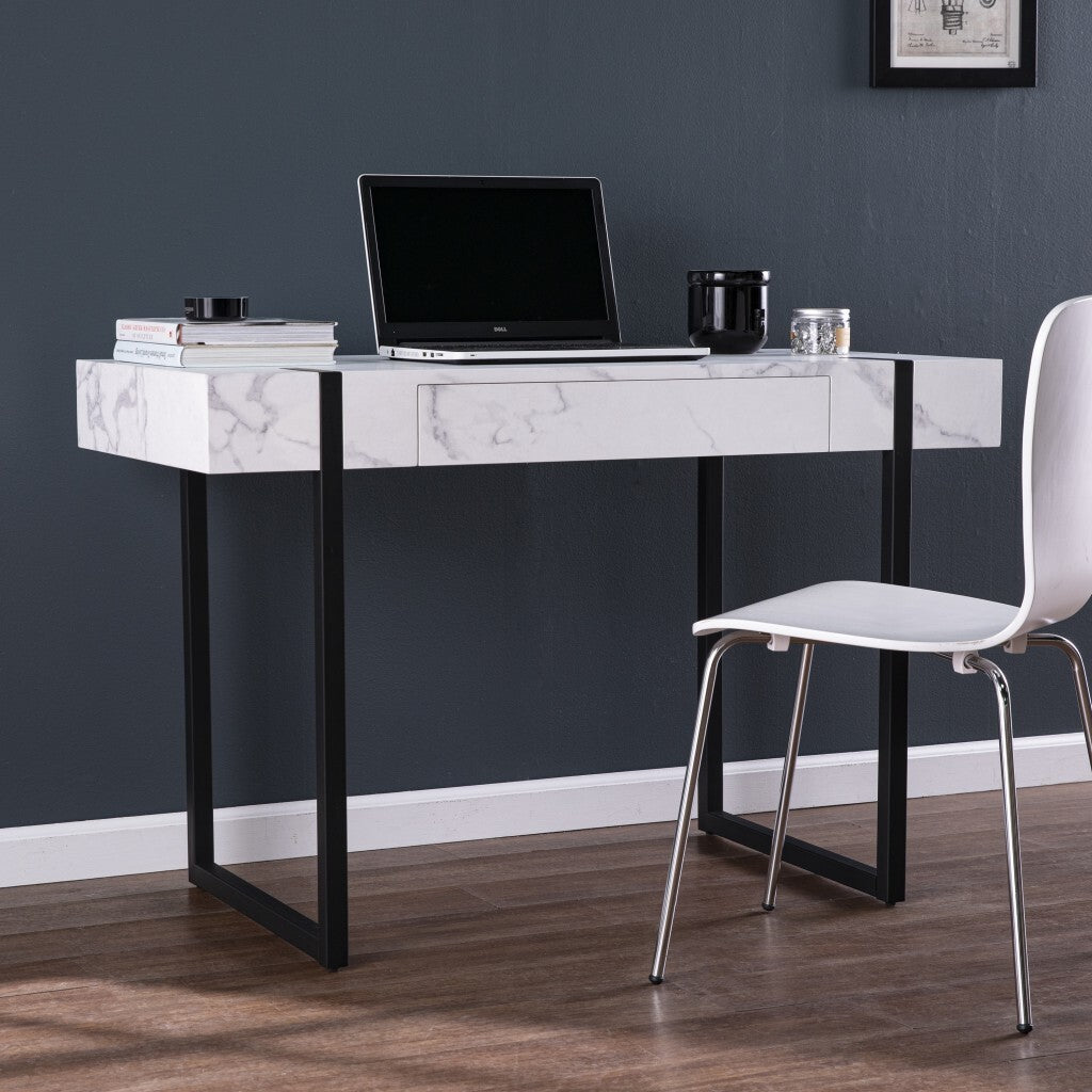 45" White and Black Writing Desk - Asmota