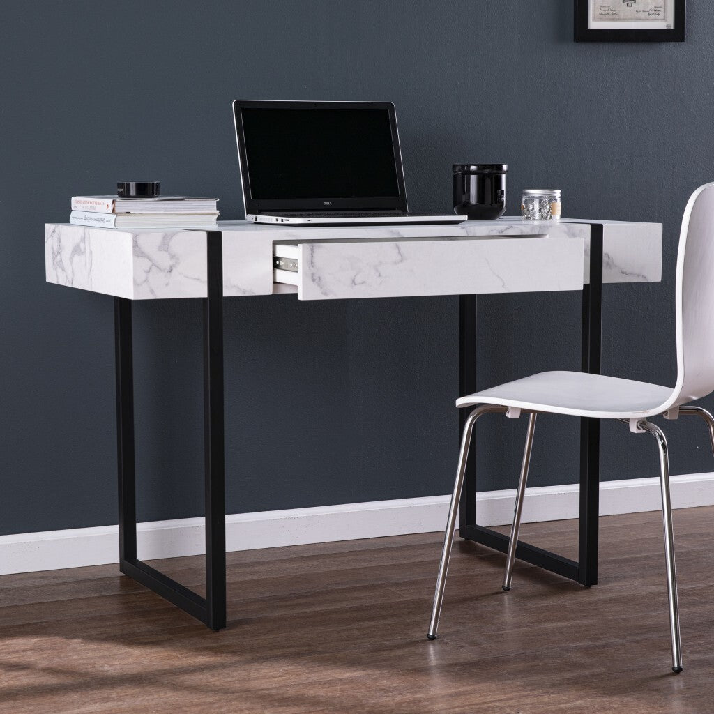 45" White and Black Writing Desk - Asmota