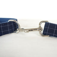 Bow Pattern Blue Suit Plaid Nylon Dog Collar and Leash Set