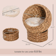 Handwoven Elevated Wicker Cat Bed with Egg Chair Basket Design