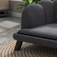 Grey Dog Sofa Bed with Cushion and Birch Wood Legs