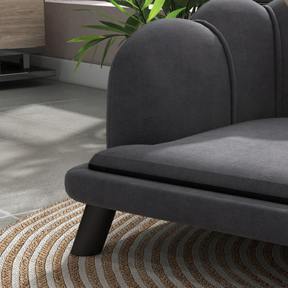 Pearl Design Pet Sofa for Medium and Large Sized Dogs, Pet Bed with Cushion and Solid Wood Legs, Charcoal Gray