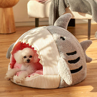 Shark Semi-Closed Fabric Dog Yurt Bed All Seasons