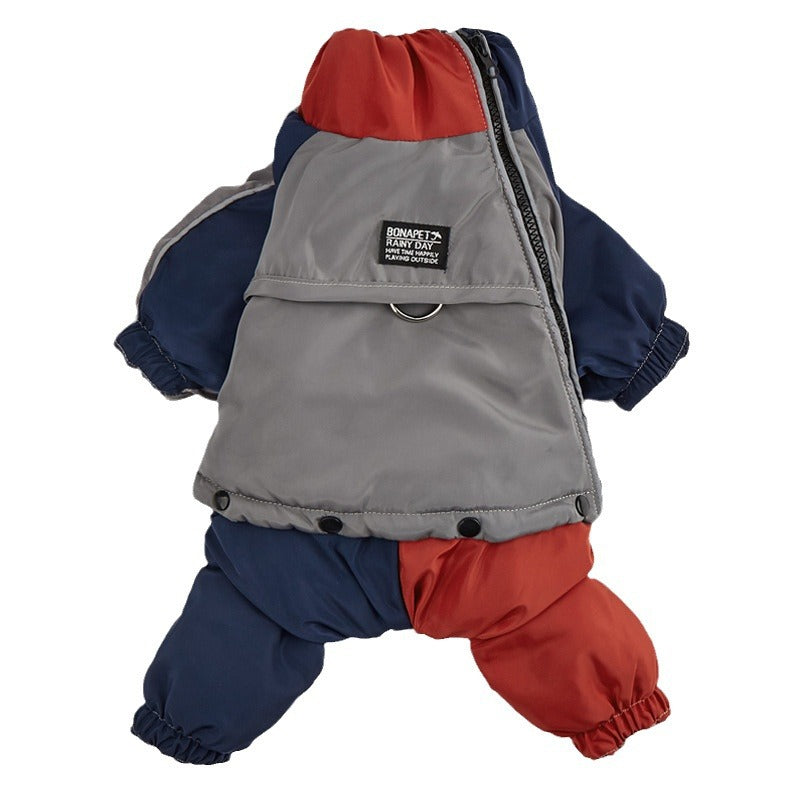 Pet Winter Color Matching Cotton-padded Clothes Dog Medium Large Dog Warm And Comfortable