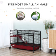 41" Metal Small Animal Cage with Feeder, Ramp & Rolling Wheels