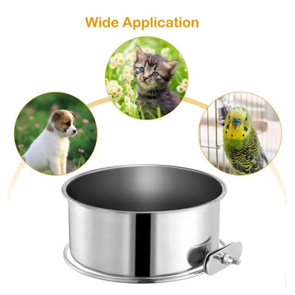 Tainless Steel Dog Bowl Pets Hanging Food Bowl Detachable Pet