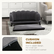 Grey Dog Sofa Bed with Cushion and Birch Wood Legs