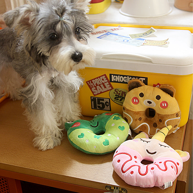 Teddy VIP Bichon Small And Medium Cat Dog Cross-border Accompany Plush Donut Sound Toy