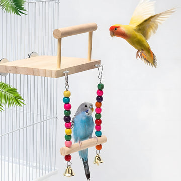 Wooden Crane Ring Bird Climbing Ladder with Swing Set Options