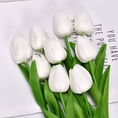 5/10Pcs Tulip Flowers Artificial Tulip Bouquet PE Foam Fake Flower for Wedding Ceremony Decor Home Garden Bouquet Decoration - Asmota