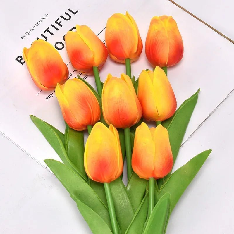 5/10Pcs Tulip Flowers Artificial Tulip Bouquet PE Foam Fake Flower for Wedding Ceremony Decor Home Garden Bouquet Decoration - Asmota