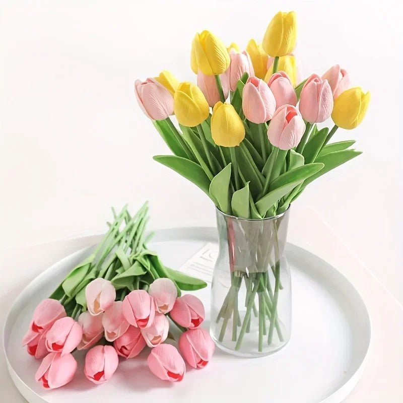 5/10Pcs Tulip Flowers Artificial Tulip Bouquet PE Foam Fake Flower for Wedding Ceremony Decor Home Garden Bouquet Decoration - Asmota