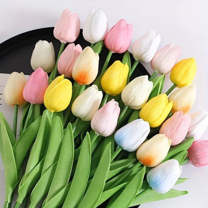 5/10Pcs Tulip Flowers Artificial Tulip Bouquet PE Foam Fake Flower for Wedding Ceremony Decor Home Garden Bouquet Decoration - Asmota