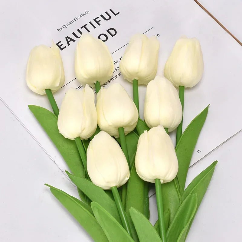 5/10Pcs Tulip Flowers Artificial Tulip Bouquet PE Foam Fake Flower for Wedding Ceremony Decor Home Garden Bouquet Decoration - Asmota