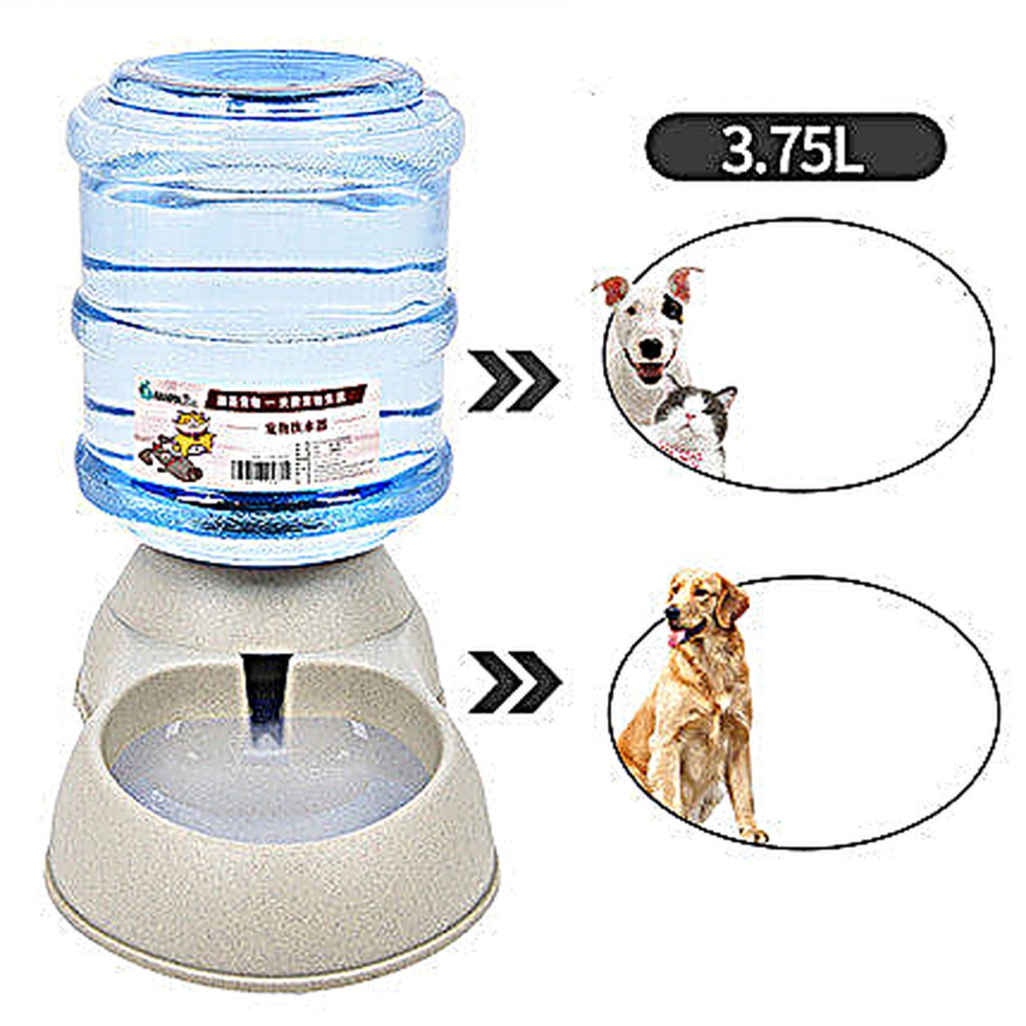 Durable PP Dog Water Fountain in Grey, Grey 2, or Pink