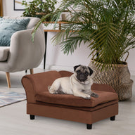 Brown Fabric Dog Sofa Bed Couch with Storage 740x485x165 mm