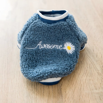 Dog Feet Embroidered Warm Teddy Coat Sweater