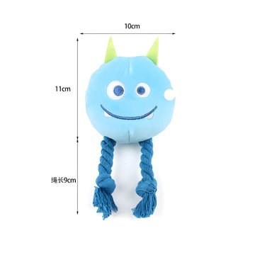 Squeaky Rope Plush Dog Toys for Small & Medium Dogs - 2pcs Blue & Yellow