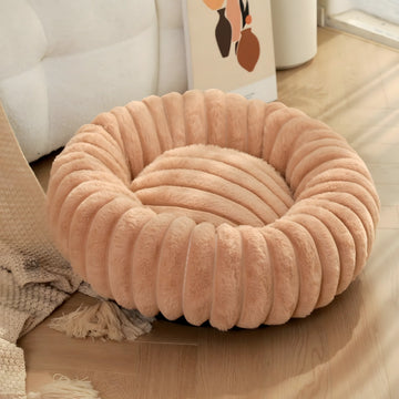 High Weight Round Plush Dog Bed with Long Hair Fabric