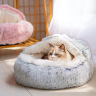 Semi-Closed Shell Plush Fabric Dog Bed with Four Seasons Cover