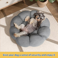 Fluffy Teddy Sherpa Round Donut Dog Bed with Raised Rim