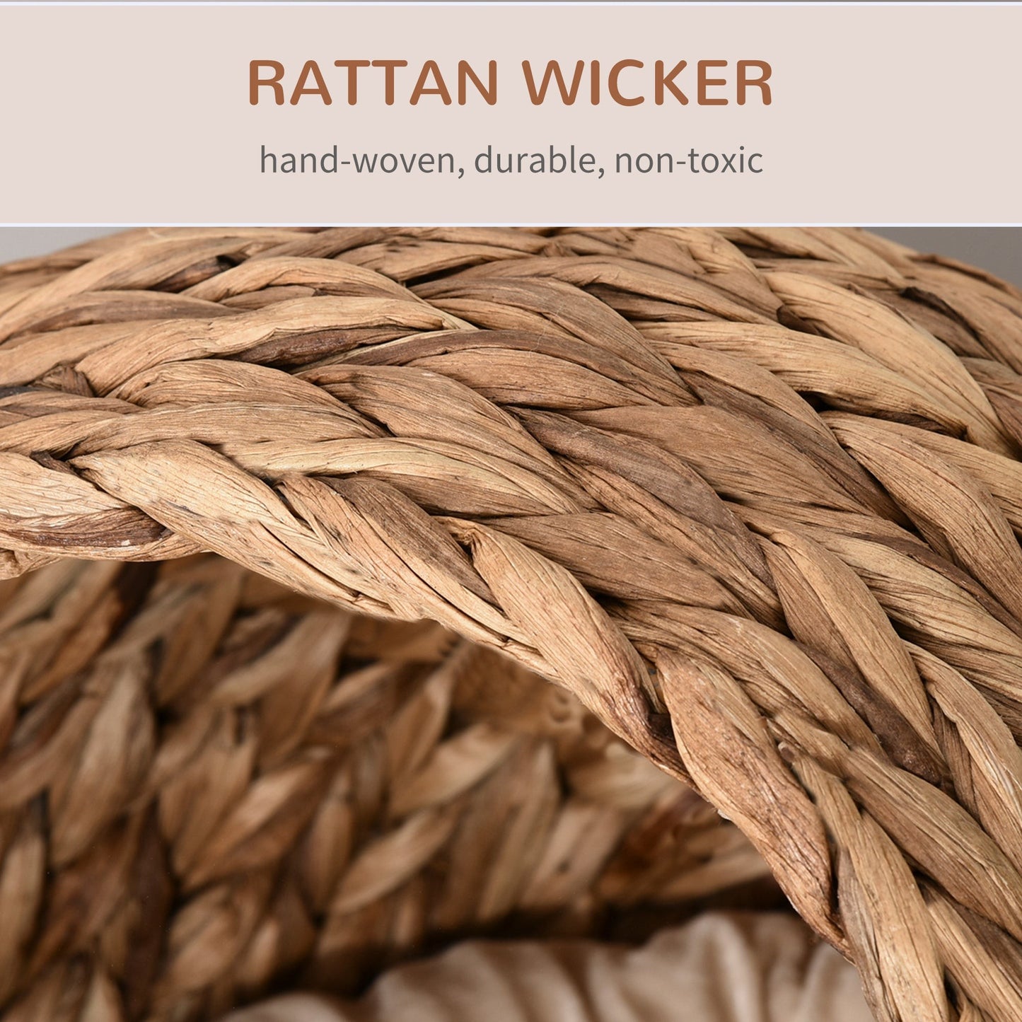 Handwoven Elevated Wicker Cat Bed with Egg Chair Basket Design