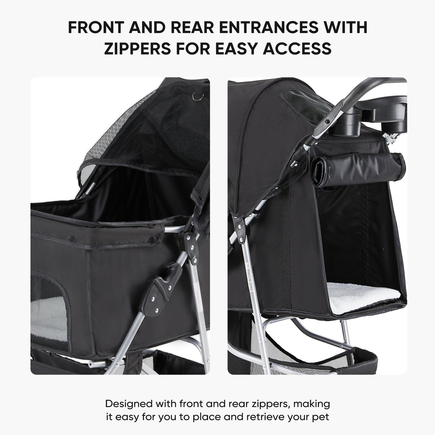 Black Mesh Fabric Dog Travel Carrier Cart for Short Trips