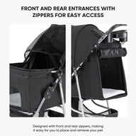 Black Mesh Fabric Dog Travel Carrier Cart for Short Trips