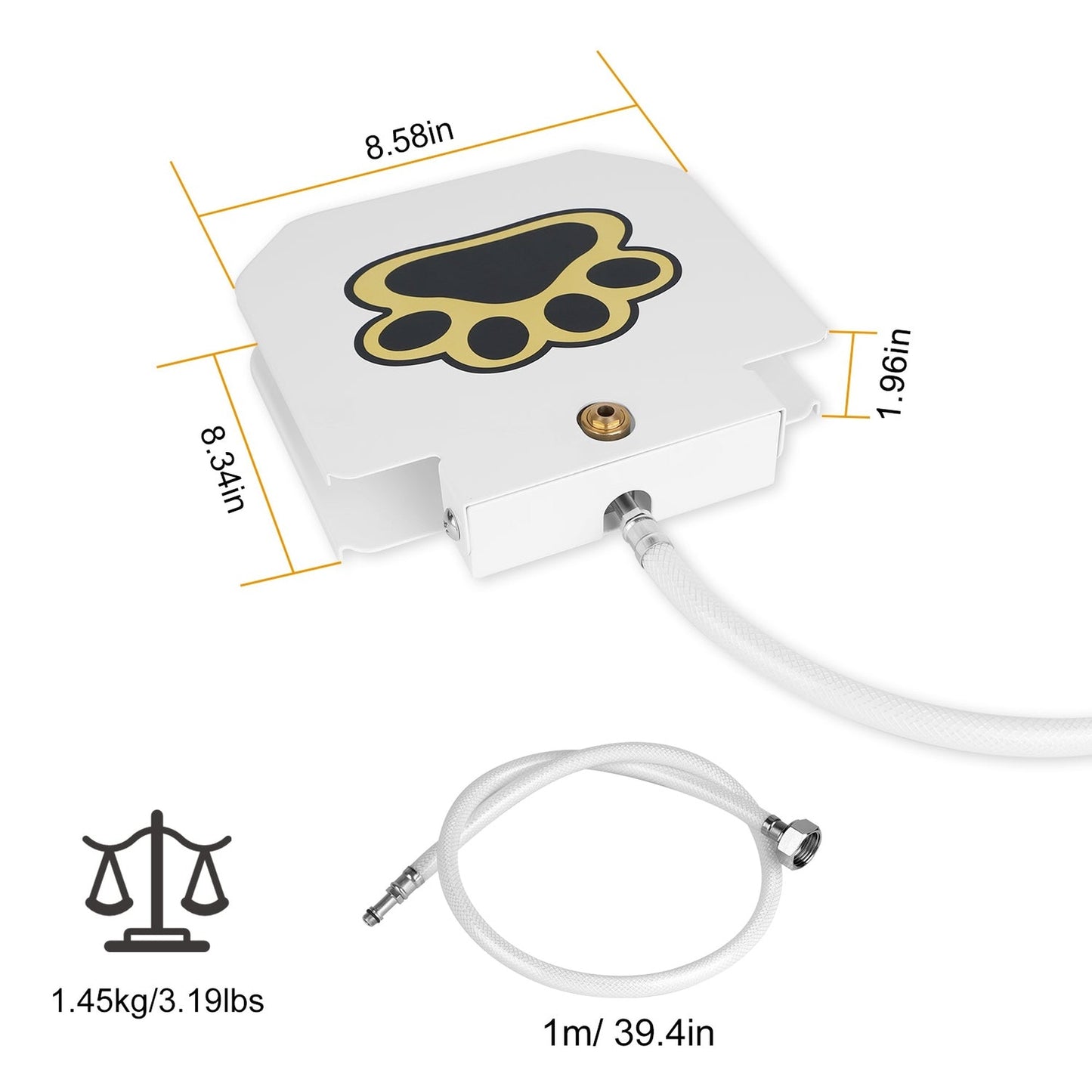 Step-On Activated Dog Water Fountain with Paw Pedal Valve White