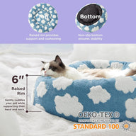 Lesure Round Jacquard Shaggy Plush Cat Bed with Anti Slip Bottom