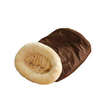 Fabric Dog House Bed in Brown or Coffee