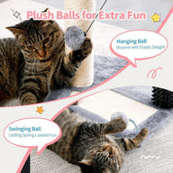 Small 4-in-1 Cat Tree Tower with Sisal Scratching Post and Grooming Brush