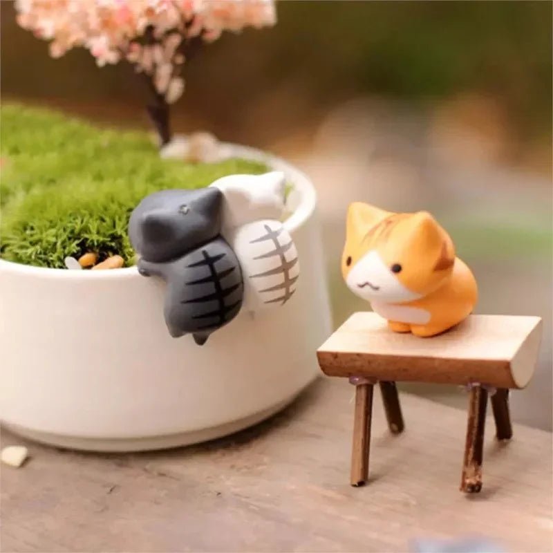 6 Pcs/Set Cartoon Lucky Cat Home Garden Bonsai Decorations Miniatures Gift Lovely Micro Landscape Kitten Miniature Craft - Asmota