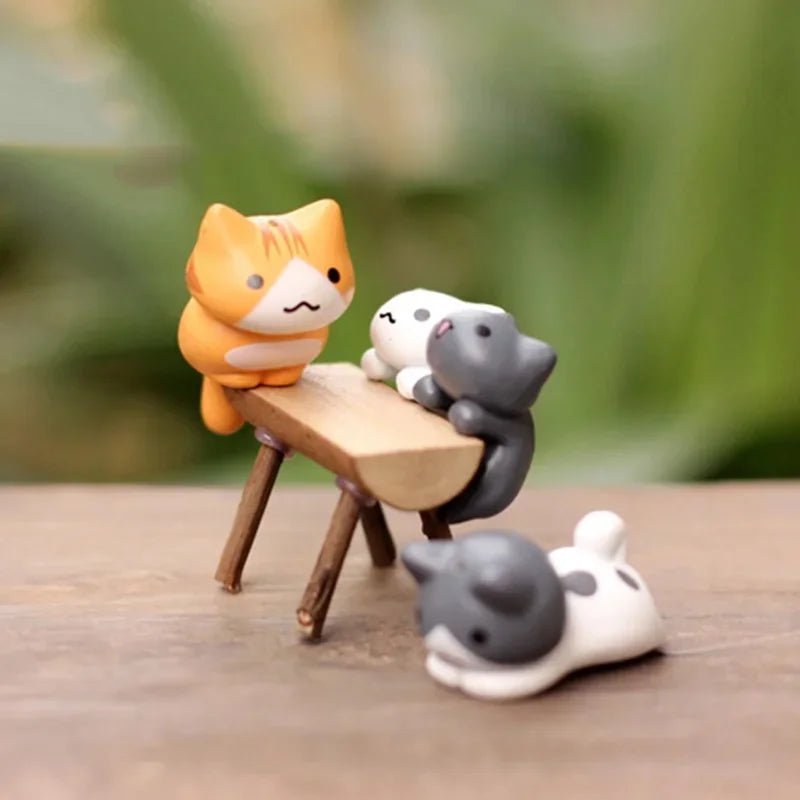 6 Pcs/Set Cartoon Lucky Cat Home Garden Bonsai Decorations Miniatures Gift Lovely Micro Landscape Kitten Miniature Craft - Asmota