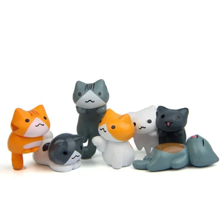 6 Pcs/Set Cartoon Lucky Cat Home Garden Bonsai Decorations Miniatures Gift Lovely Micro Landscape Kitten Miniature Craft - Asmota