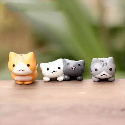 6 Pcs/Set Cartoon Lucky Cat Home Garden Bonsai Decorations Miniatures Gift Lovely Micro Landscape Kitten Miniature Craft - Asmota