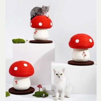Mushroom Cat Climbing Frame, Sisal Cat Climbing Post, Interesting Red And White Mushroom Design With Fluffy Base, Cat Scratching Claw Toy, Cat Tree, Wear-resistant Cat Scratching Ball, Cat Supplies