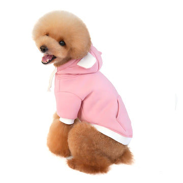 Fleece Lined Warm Dog Sweater with Hood and Pockets