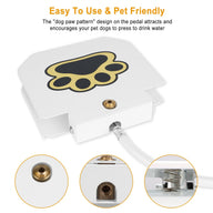 Step-On Activated Dog Water Fountain with Paw Pedal Valve White