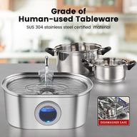 Stainless Steel Automatic Dog Water Feeder Dispenser 3.2L Capacity