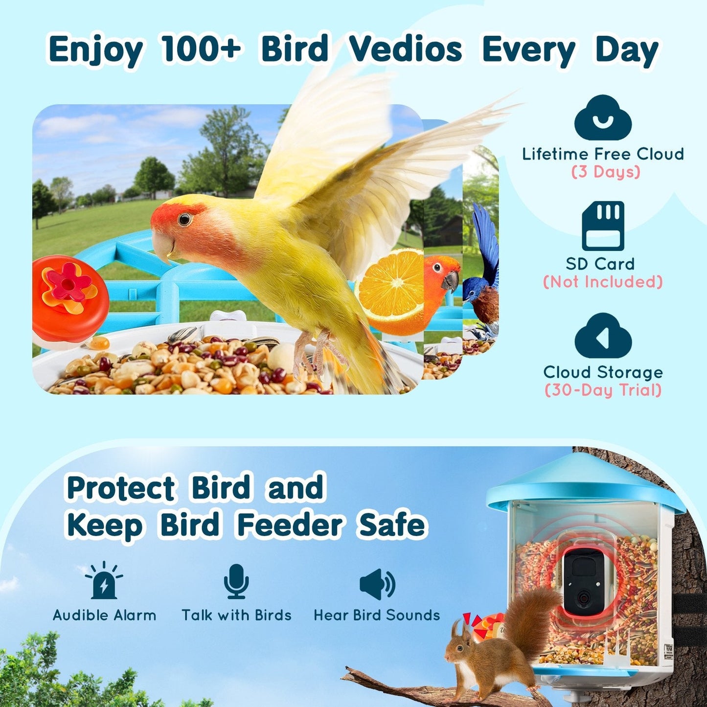 Smart Solar Powered Bird Feeder with AI Camera Identification