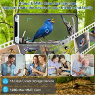 White Bird Feeder with Solar HD Camera and AI Motion Capture