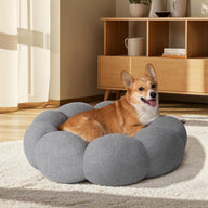 Fluffy Teddy Sherpa Round Donut Dog Bed with Raised Rim