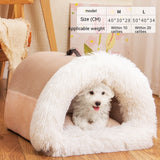 Striped Plush Semi-Enclosed Portable Dog Nest Bed